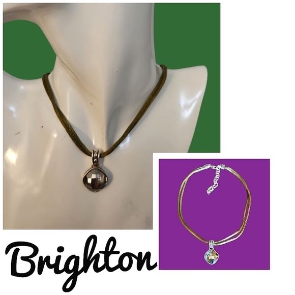 Brighton Jewelry - BRIGHTON Venus Rising Swarovski Crystal Pendant Olive Silk Cord Necklace